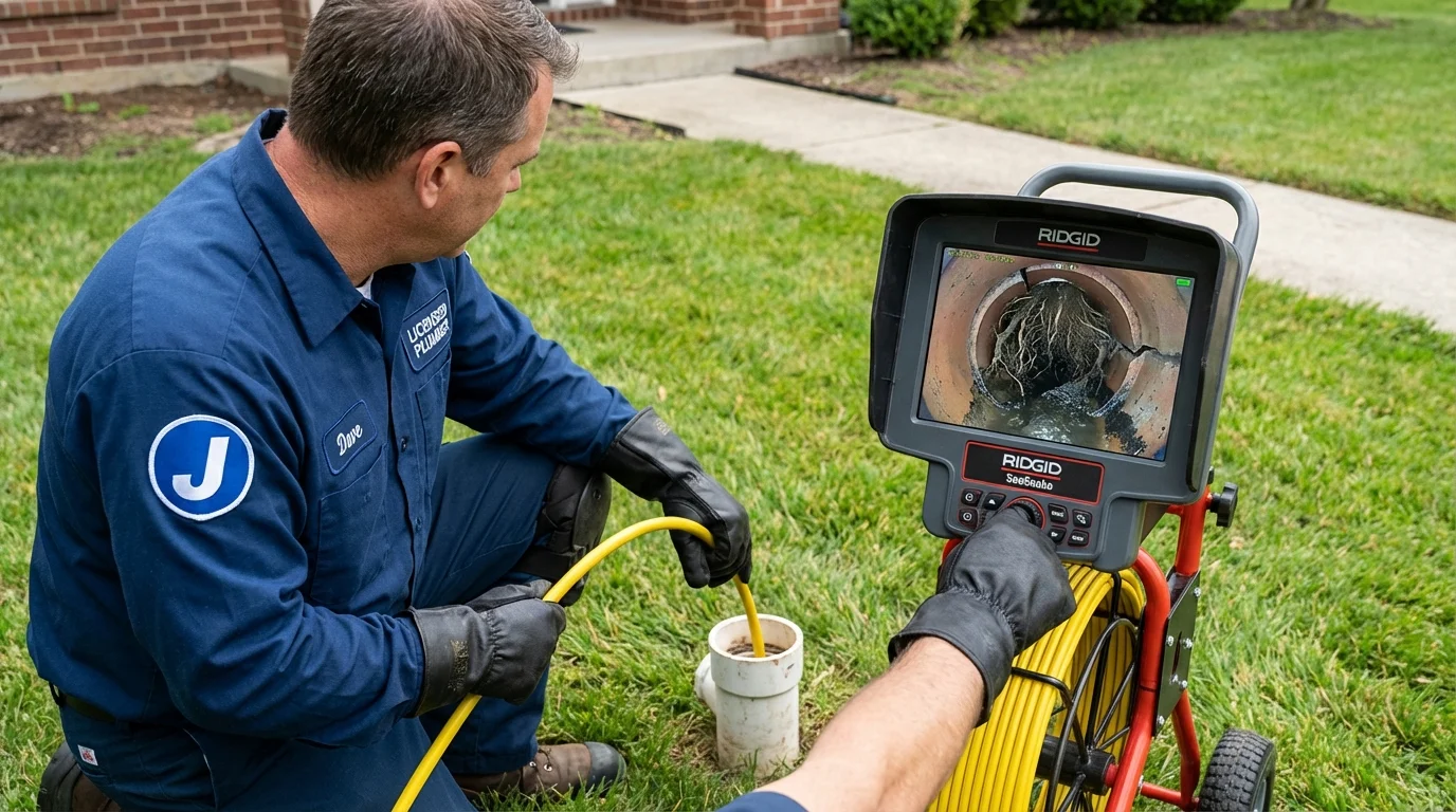 Sewer camera inspection being performed by Johns Plumbing LLC in Cobb