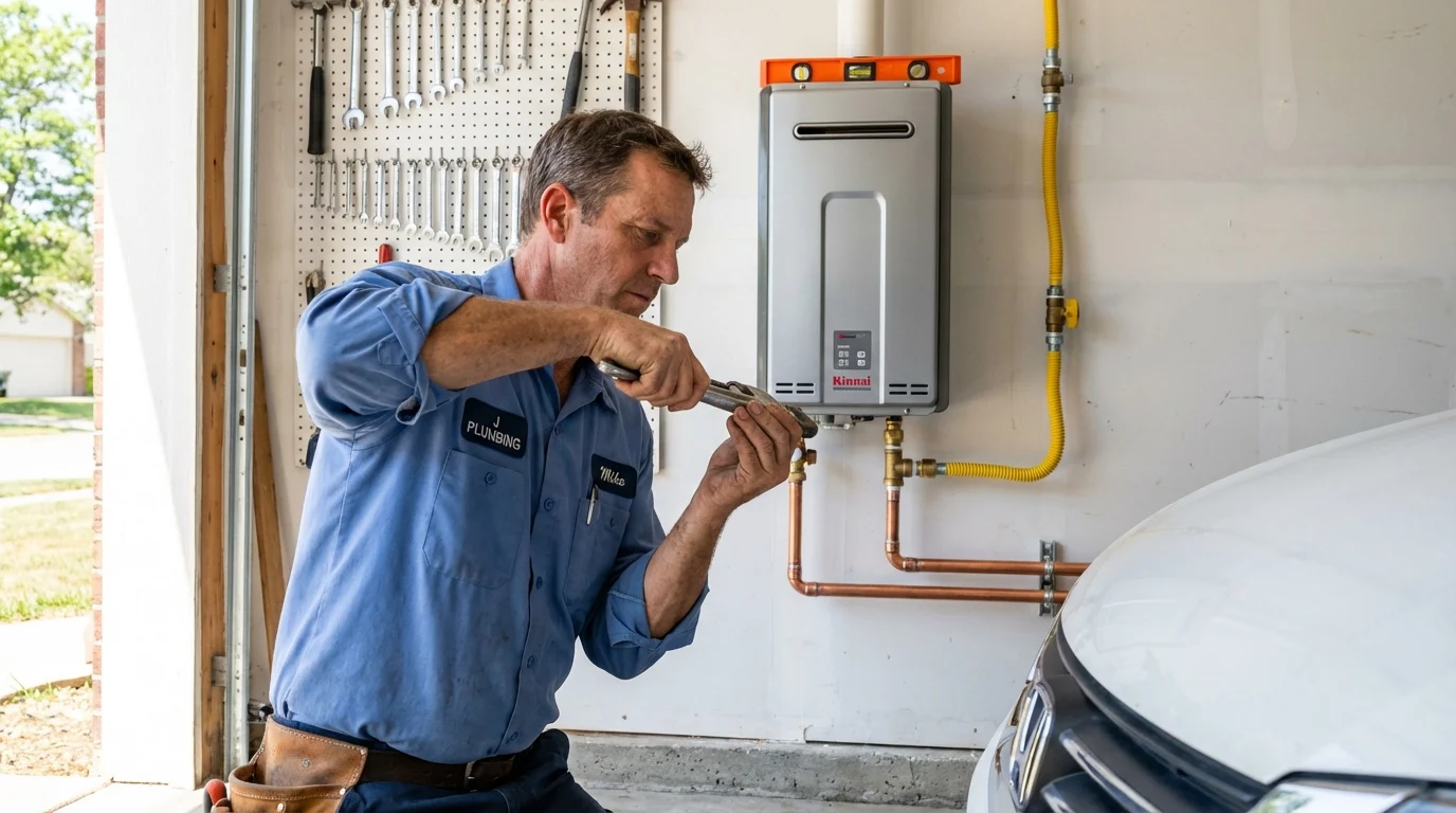 Tankless water heater installation by a Johns Plumbing LLC plumber in Cobb